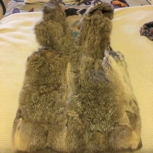 La Rok rabbit fur reversible vest